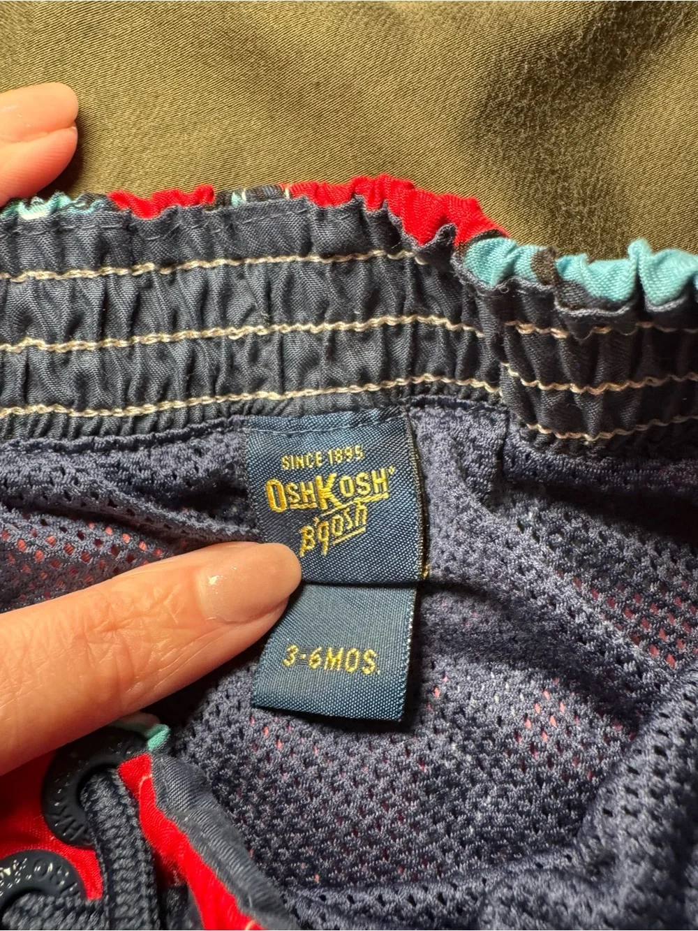 Baby Swim Shorts with Blue Shark Print: 3-6 months